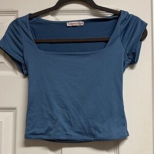 Sincerely Jules Teal Square Neck Crop Top